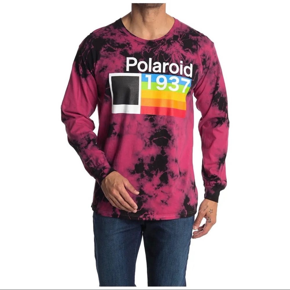 Polaroid Crew neck Long Sleeve Tie dye T shirt